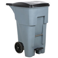 Rubbermaid 1971968 Brute 260 Qt. / 65 Gallon Gray Step-On Wheeled Rectangular Trash Can with Lid