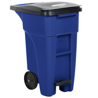 Rubbermaid 1971946 Brute 128 Qt. / 32 Gallon Blue Step-On Wheeled Rectangular Trash Can with Lid