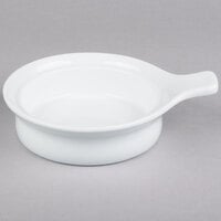 Syracuse China 911194801 Reflections 10 oz. Aluma White Medium Shallow Porcelain Casserole Dish with Handle - 24/Case