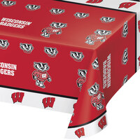 Creative Converting 332995 54 inch x 108 inch University of Wisconsin Plastic Table Cover - 12/Case
