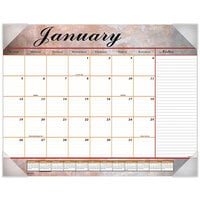 At-A-Glance 89702 22 inch x 17 inch Marble Burgundy Monthly January 2022 - December 2022 Desk Pad Calendar