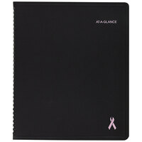 At-A-Glance 76PN0105 8 inch x 9 7/8 inch Black January 2022 - December 2022 QuickNotes Weekly / Monthly Appointment Book with Pink Ribbon