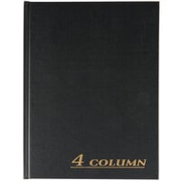Adams ARB8004M 7 inch x 9 1/4 inch Black Four Column 80-Page Account Book