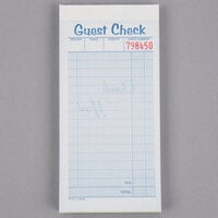 Adams 10450SW 2-Part White / Canary Carbonless Guest Check Book - 10/Pack