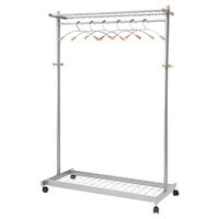 Alba PMLUX6 44 13/16 inch x 21 11/16 inch x 70 13/16 inch Silver Steel Double Sided Garment / Coat Rack with 6 Hangers and Casters