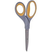 Westcott 13529 8" Titanium Bonded Pointed Tip Scissors with Gray / Yellow Straight Handle