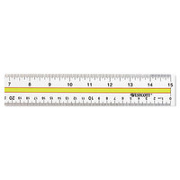 Westcott 10580 15 inch Clear Acrylic Plastic Highlight Reading Ruler with Tinted Guide - 1/16 inch Standard Scale