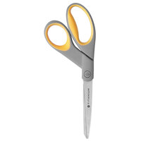 Westcott 13731 8" Titanium Bonded Pointed Tip Scissors with Gray / Yellow Bent Handle