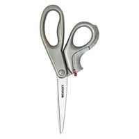 Westcott 13227 EZ-Open 8 inch Stainless Steel Pointed Tip Scissors and Box Cutter Tool with Gray Bent Handle
