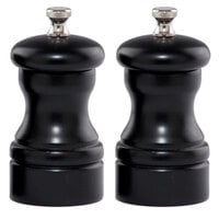 Chef Specialties 4502 Professional Series 4 inch Capstan Ebony Customizable Pepper Mill and Salt Mill Set