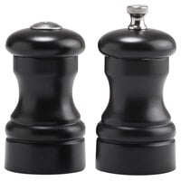 Chef Specialties 4500 Professional Series 4 inch Capstan Ebony Customizable Pepper Mill and Salt Shaker Set