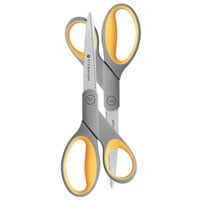 Westcott 13901 8" Titanium Bonded Pointed Tip Scissors with Gray / Yellow Straight Handle - 2/Pack