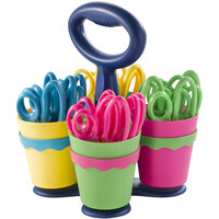 Westcott 14756 School Scissors Caddy with 24 Pairs of 5 inch Blunt Tip Kids Scissors with Antimicrobial Protection