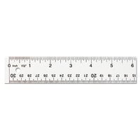 Westcott 10562 12 inch Clear Acrylic Ruler with Hanging Hole - 1/16 inch Standard Scale