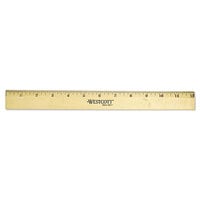 Westcott 05011 12 inch Wood Ruler with Metal Edge - 1/16 inch Standard Scale