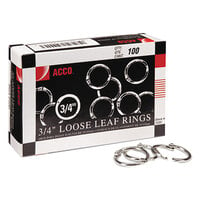 Acco 72201 3/4 inch Diameter Metal Book Ring - 100/Box