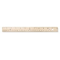 Westcott 10702 12 inch 3 Hole Punched Wood Ruler with Metal Edge - 1/16 inch Standard Scale