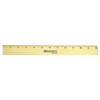 Westcott 05221 12 inch Flat Wood Ruler with Double Metal Edges - 1/16 inch Standard Scale