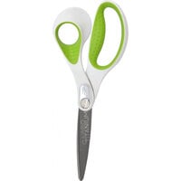 Westcott 16447 8" CarboTitanium Bonded Blunt Tip Scissors with White / Green Straight Handle