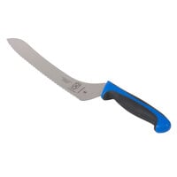 Mercer Culinary M23890BL Millennia Colors® 9" Offset Serrated Edge Bread / Sandwich Knife with Blue Handle