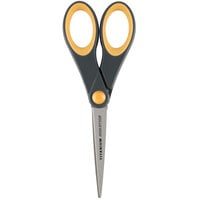 Westcott 14851 7" Titanium Bonded Pointed Tip Non-Stick Scissors with Gray / Yellow Straight Handle