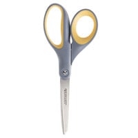 Westcott 15917 8" Titanium Bonded Pointed Tip Lefty Scissors with Gray / Yellow Straight Handle