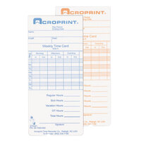 Acroprint 097000000 Weekly or Bi-Weekly Time Card   - 250/Pack