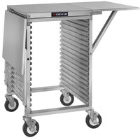 Cres Cor 278-PT-1818-DS 18 Pan End Load Half Height Aluminum Bun / Sheet Pan Rack / Mobile Work Station with Corrugated Sidewalls, Stainless Steel Top, and Drop Shelves - Assembled