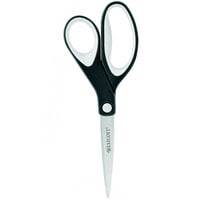 Westcott 15588 KleenEarth 8" Stainless Steel Pointed Tip Scissors with Black / Gray Straight Soft Handle