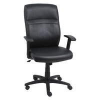 Alera ALECA4119 Black High-Back Leather Office Chair with Adjustable Arms and Black Swivel Nylon Base
