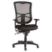 Alera ALEEL41ME10B Elusion High-Back Black Multifunction Mesh Office Chair with Adjustable Arms and Black Swivel Nylon Base