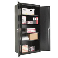 Alera ALECM7824BK 36 inch x 24 inch x 78 inch Black 2-Door Steel Storage Cabinet with Four Shelves