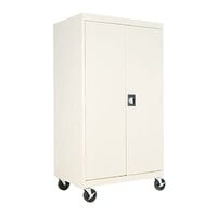 Alera ALECM6624PY 36 inch x 24 inch x 66 inch Putty Mobile 2-Door Steel Storage Cabinet with Three Shelves
