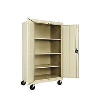 Alera ALECM6624PY 36 inch x 24 inch x 66 inch Putty Mobile 2-Door Steel Storage Cabinet with Three Shelves