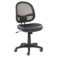 Alera ALEIN4815 Interval Black Mesh / Leather Office Chair with Black Swivel Nylon Base