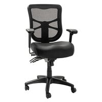 Alera ALEEL4215 Elusion Black Mid-Back Multifunction Mesh Office Chair with Adjustable Arms and Black Swivel Nylon Base