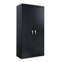 Alera ALECM7218BK 36" x 18" x 72" Black 2-Door Steel Storage Cabinet with Four Shelves