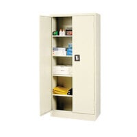 Alera ALECM6615PY 30" x 15" x 66" Putty Space Saver 2-Door Steel Storage Cabinet with Four Shelves