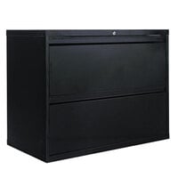Alera ALEHLF3629BL Black Two-Drawer Metal Lateral File Cabinet - 36" x 19 1/4" x 28 3/4"
