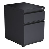 Alera ALEPBBFCH Charcoal Two-Drawer Metal Pedestal Box File with Full-Length Pulls - 14 7/8" x 19 1/8" x 21 5/8"