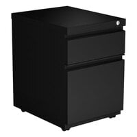 Alera ALEPBBFBL Black Two-Drawer Metal Pedestal Box File with Full-Length Pulls - 14 7/8" x 19 1/8" x 21 5/8"