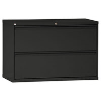 Alera ALEHLF4229BL Black Two-Drawer Metal Lateral File Cabinet - 42" x 19 1/4" x 28 3/8"
