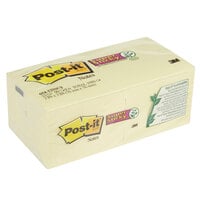 3M 654-12SSCY Post-It® 3 inch x 3 inch Canary Yellow 90 Sheet Super Sticky Note Pad   - 12/Pack