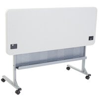 NPS Mobile Flip Top Table, 24 inch x 60 inch Plastic, Speckled Gray - BPFT-2460