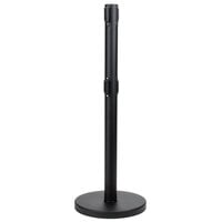 Aarco HBK-27 Black 40 inch Crowd Control / Guidance Stanchion with Dual 84 inch Black Retractable Belts
