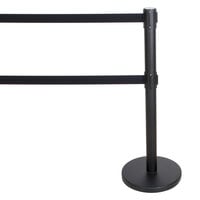 Aarco HBK-27 Black 40 inch Crowd Control / Guidance Stanchion with Dual 84 inch Black Retractable Belts
