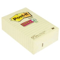3M 660-5SSCY Post-It® 4" x 6" Canary Yellow Lined 90 Sheet Super Sticky Note Pad   - 5/Pack