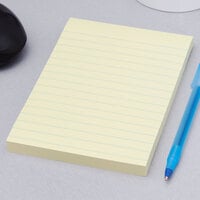 3M 660-5SSCY Post-It® 4 inch x 6 inch Canary Yellow Lined 90 Sheet Super Sticky Note Pad   - 5/Pack
