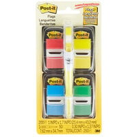 3M 680RYBGVA Post-It® 1 inch x 2 inch Assorted Color Page Flag with Dispensers and Bonus Flag Highlighter   - 4/Pack