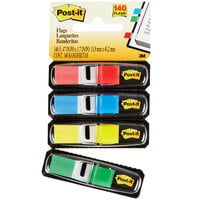 3M 6834 Post-It® 1/2 inch Assorted Primary Color Page Flag with Dispenser   - 4/Pack